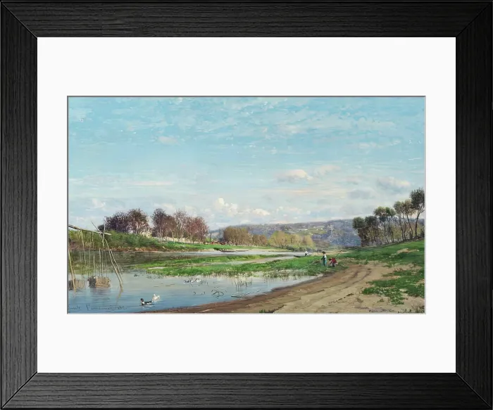 Framed Print : On the Seine, 1860. Creator: Emile Lambinet Framed Print : On the Seine, 1860. Creator: Emile Lambinet