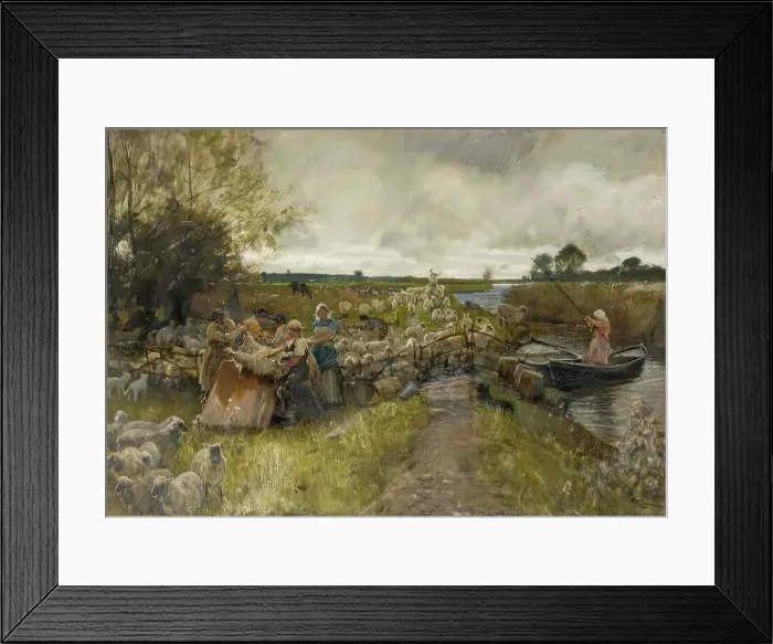 Framed Print : Sheepshearing In The Fens, 1889. Creator: Robert Macbeth Walker Framed Print : Sheepshearing In The Fens, 1889. Creator: Robert Macbeth Walker