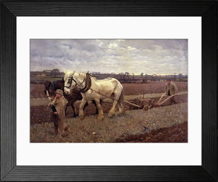 Framed Print : Ploughing, 1889. Creator: George Clausen Framed Print : Ploughing, 1889. Creator: George Clausen