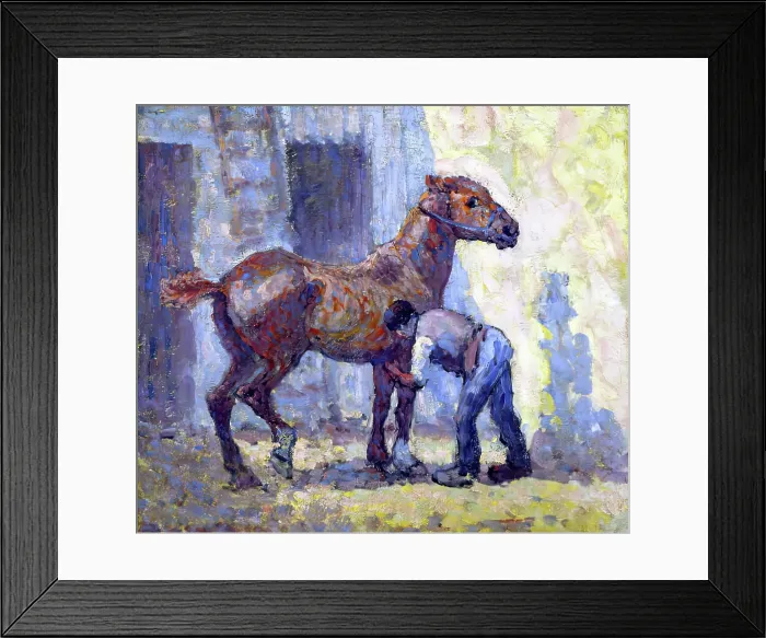 Framed Print : Grooming Horse, 1909. Creator: Robert Polhill Bevan