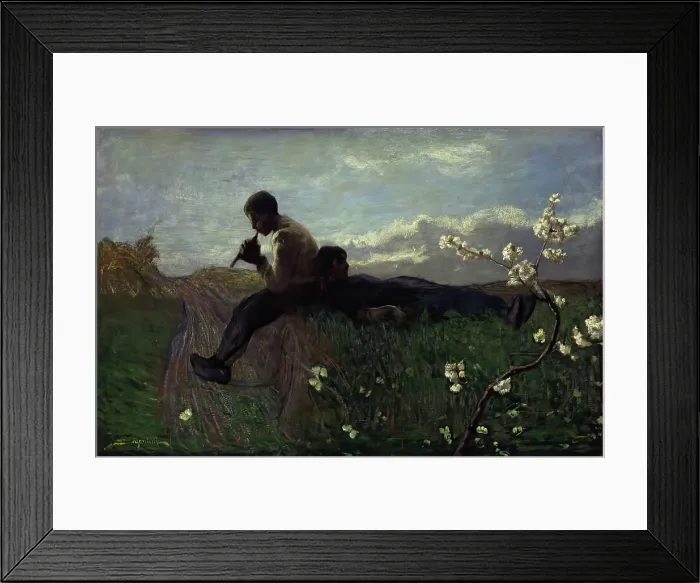 Framed Print : An Idyll, 1882-1883. Creator: Giovanni Segantini Framed Print : An Idyll, 1882-1883. Creator: Giovanni Segantini