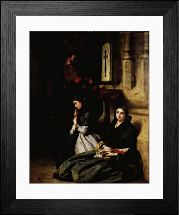 Framed Print : Agua-Bendita-A Church Scene, 1861. Creator: John Phillip