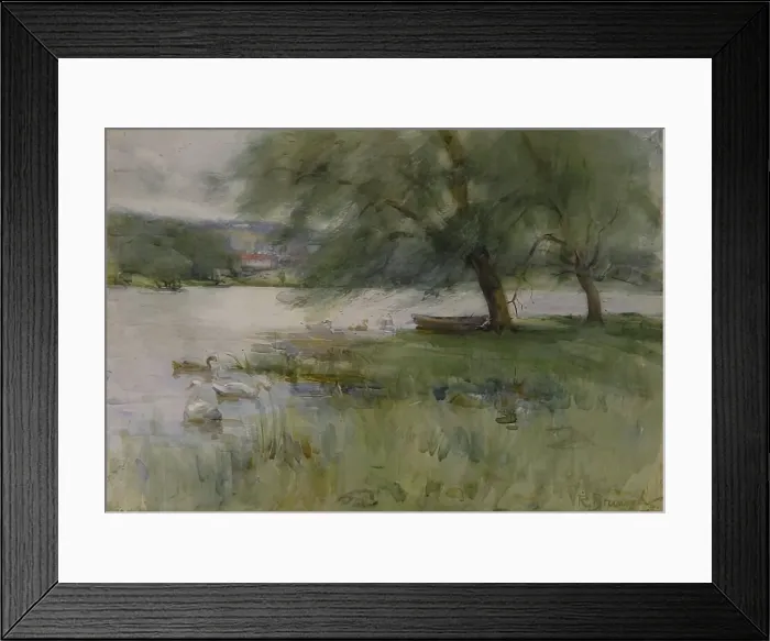 Framed Print : Linlithgow Loch, c1890s. Creator: Robert Brough Framed Print : Linlithgow Loch, c1890s. Creator: Robert Brough