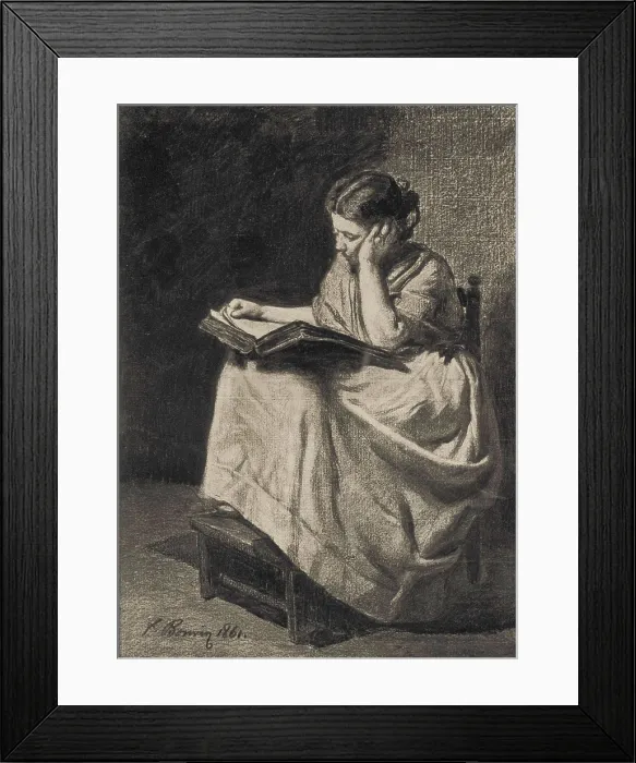 Framed Print : Woman Reading, 1861. Creator: Francois Bonvin Framed Print : Woman Reading, 1861. Creator: Francois Bonvin