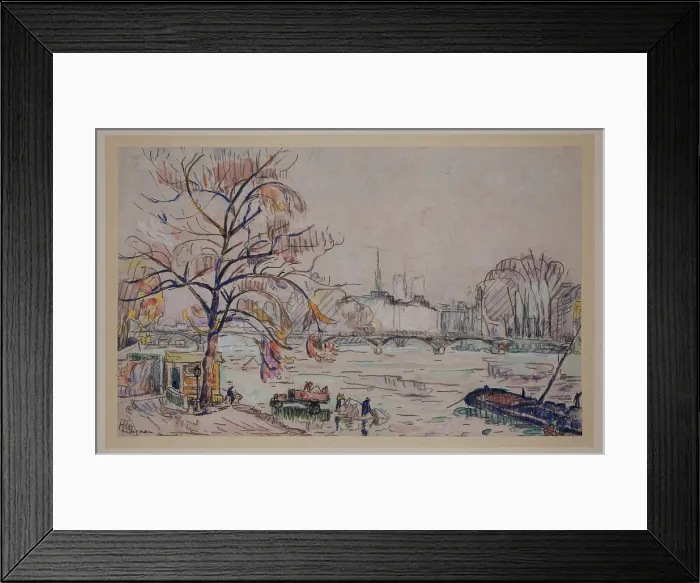 Framed Print : The Seine, between late 19th and early 20th century. Creator: Paul Signac Framed Print : The Seine, between late 19th and early 20th century. Creator: Paul Signac