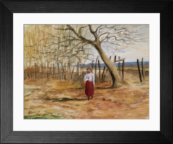 Framed Print : Landscape with a Child, c1870-1910. Creator: Alfred Edward East Framed Print : Landscape with a Child, c1870-1910. Creator: Alfred Edward East
