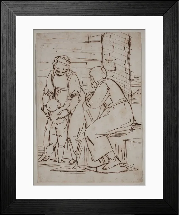 Framed Print : Holy Family, between 1565 and 1570. Creator: Unknown Italian; After Luca Cambiaso Italian, 1527-1585