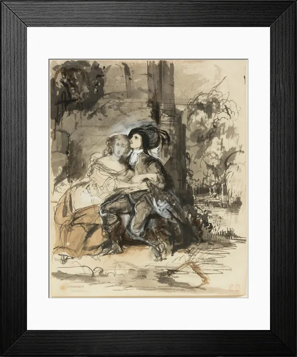 Framed Print : Ravenswood and Lucy at the Mermaiden's Fountain, c1829. Creator: Eugene Delacroix. Ravenswood and Lucy at the Mermaiden's Fountain, c1829. Creator: Eugene Delacroix Framed Print : Ravenswood and Lucy at the Mermaiden's Fountain, c1829. Creator: Eugene Delacroix. Ravenswood and Lucy at the Mermaiden's Fountain, c1829. Creator: Eugene Delacroix