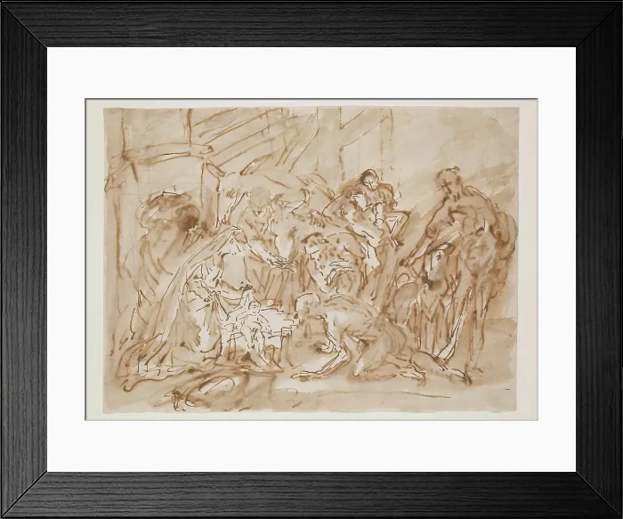 Framed Print : Adoration of the Shepherds, 17th century. Creator: Antonio Balestra Framed Print : Adoration of the Shepherds, 17th century. Creator: Antonio Balestra