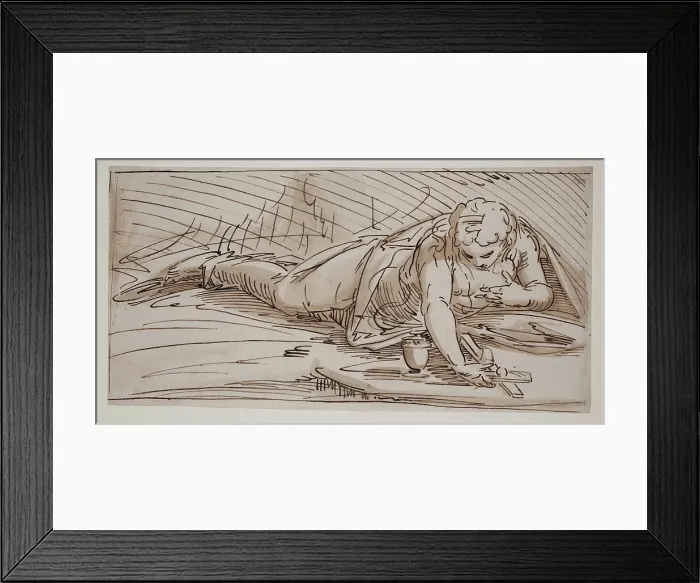 Framed Print : Saint Mary Magdalene in the Wilderness, between 1560 and 1569. Creator: Luca Cambiaso