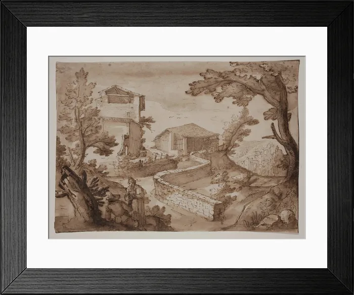 Framed Print : Landscape with Barn and Stable, c.between 1614 and 1616. Creator: Remigio Cantagallina Framed Print : Landscape with Barn and Stable, c.between 1614 and 1616. Creator: Remigio Cantagallina