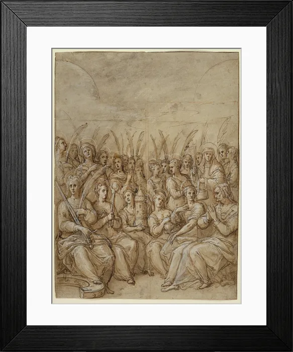Framed Print : Design for the Outer Wings of an Altarpiece, with a Group of Virgin Martyrs... 16th century. Creator: Federico Zuccaro Framed Print : Design for the Outer Wings of an Altarpiece, with a Group of Virgin Martyrs... 16th century. Creator: Federico Zuccaro