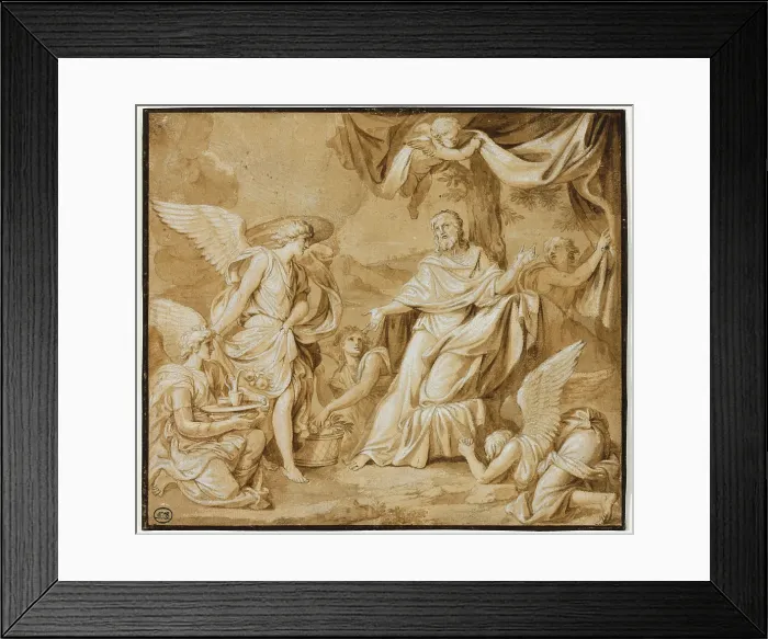 Framed Print : Angels Ministering to Christ, mid-17th century. Creator: Louis Licherie de Beuron Framed Print : Angels Ministering to Christ, mid-17th century. Creator: Louis Licherie de Beuron