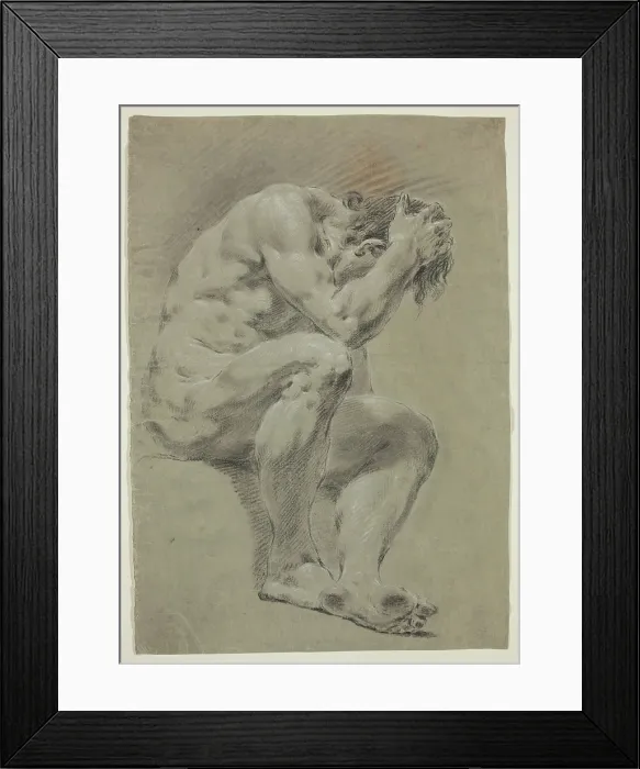 Framed Print : Seated Male Nude with Head Bowed, c1740. Creator: Francesco Lorenzi Framed Print : Seated Male Nude with Head Bowed, c1740. Creator: Francesco Lorenzi