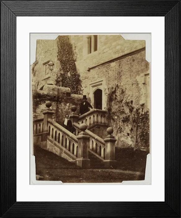Framed Print : Man and Woman Standing on Exterior Stairs, c1870. Creator: Francis Edmund Currey Framed Print : Man and Woman Standing on Exterior Stairs, c1870. Creator: Francis Edmund Currey