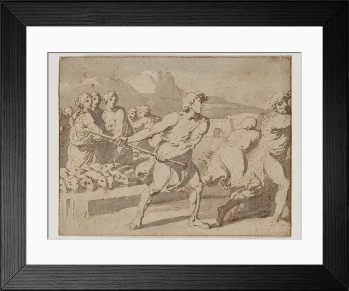 Framed Print : Moses and the Daughters of Jethro, between 1775 and 1780. Creator: Louis Adrien Masreliez Framed Print : Moses and the Daughters of Jethro, between 1775 and 1780. Creator: Louis Adrien Masreliez