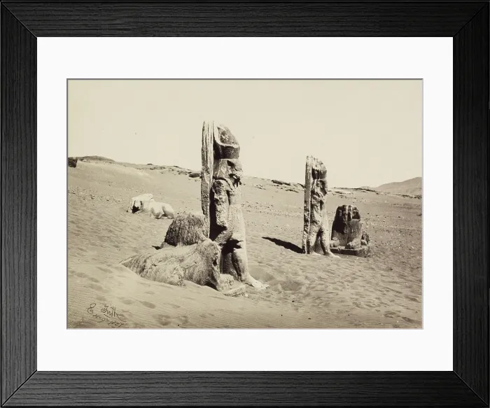 Framed Print : Colossi and Sphynx (sic) at Wady Saboua, 1857. Creator: Francis Frith Framed Print : Colossi and Sphynx (sic) at Wady Saboua, 1857. Creator: Francis Frith