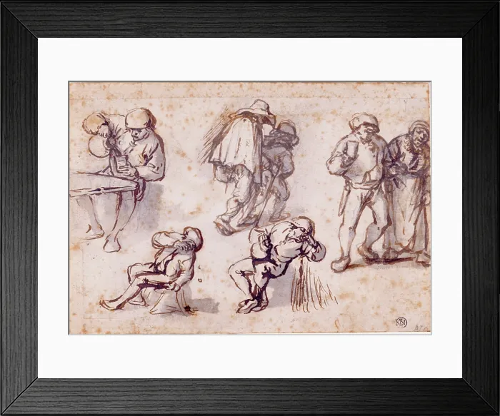 Framed Print : Study of Seven Peasants, 1640s. Creator: Isaac van Ostade Framed Print : Study of Seven Peasants, 1640s. Creator: Isaac van Ostade