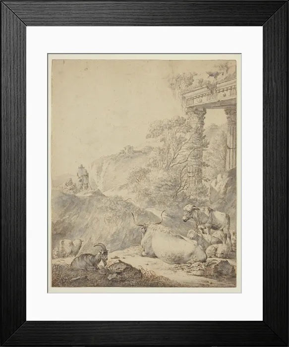 Framed Print : Italian Landscape with Cattle, between 1672 and 1675. Creator: Johann Heinrich Roos Framed Print : Italian Landscape with Cattle, between 1672 and 1675. Creator: Johann Heinrich Roos