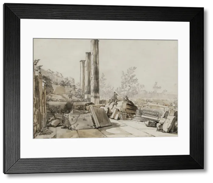 Framed Print : Ruins of the Temple of Serapis at Pozzuoli, 1750. Creator: Claude-Joseph Vernet Framed Print : Ruins of the Temple of Serapis at Pozzuoli, 1750. Creator: Claude-Joseph Vernet