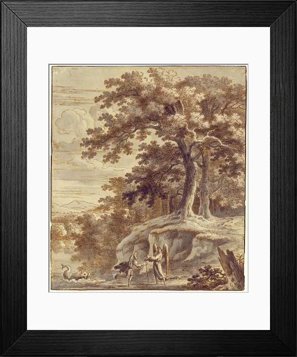 Framed Print : Tobias and the Angel Encountering the Fish, mid-17th century. Creator: Jacques Rousseau Framed Print : Tobias and the Angel Encountering the Fish, mid-17th century. Creator: Jacques Rousseau