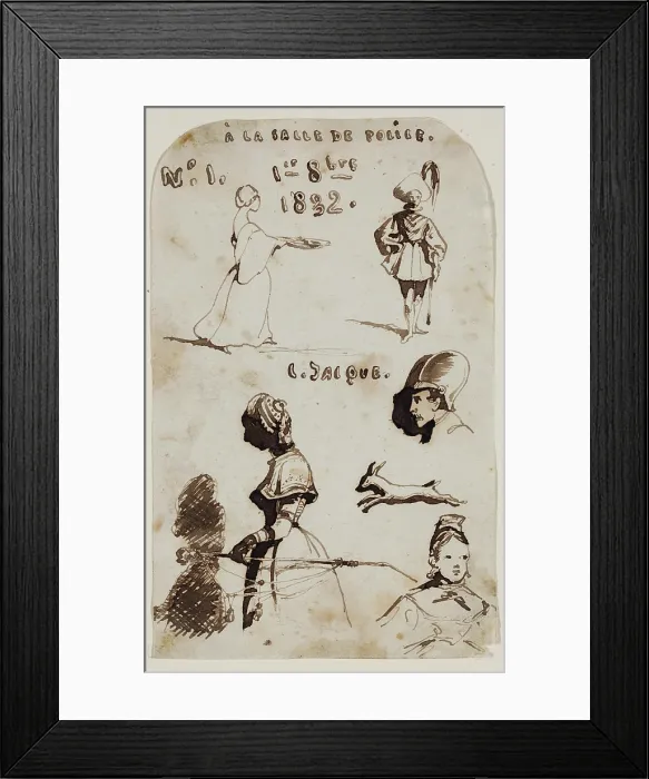 Framed Print : At the Police Station, 19th century. Creator: Charles Emile Jacque Framed Print : At the Police Station, 19th century. Creator: Charles Emile Jacque