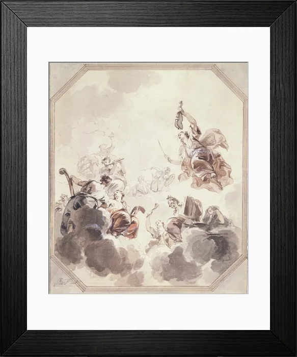 Framed Print : Apollo Enthroned with Minerva and the Muses, 1730. Creator: Jacob de Wit Framed Print : Apollo Enthroned with Minerva and the Muses, 1730. Creator: Jacob de Wit