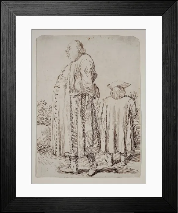 Framed Print : A Priest Walking and a Man Seen From the Back, between 1674 and 1755. Creator: Pier Leone Ghezzi Framed Print : A Priest Walking and a Man Seen From the Back, between 1674 and 1755. Creator: Pier Leone Ghezzi
