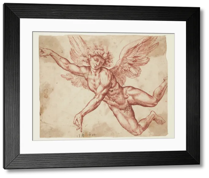Framed Print : Flying Angel, 17th century. Creator: Unknown Dutch; After Jan de Bisschop Dutch, 1628-1671 Framed Print : Flying Angel, 17th century. Creator: Unknown Dutch; After Jan de Bisschop Dutch, 1628-1671