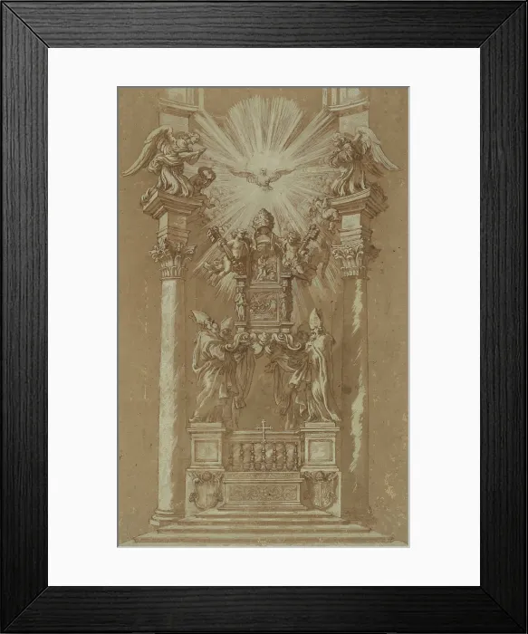 Framed Print : Study for St. Peter's Cattedra, 1658. Creator: Workshop of Gian Lorenzo Bernini (1598-1680). Study for St. Peter's Cattedra, 1658 Framed Print : Study for St. Peter's Cattedra, 1658. Creator: Workshop of Gian Lorenzo Bernini (1598-1680). Study for St. Peter's Cattedra, 1658