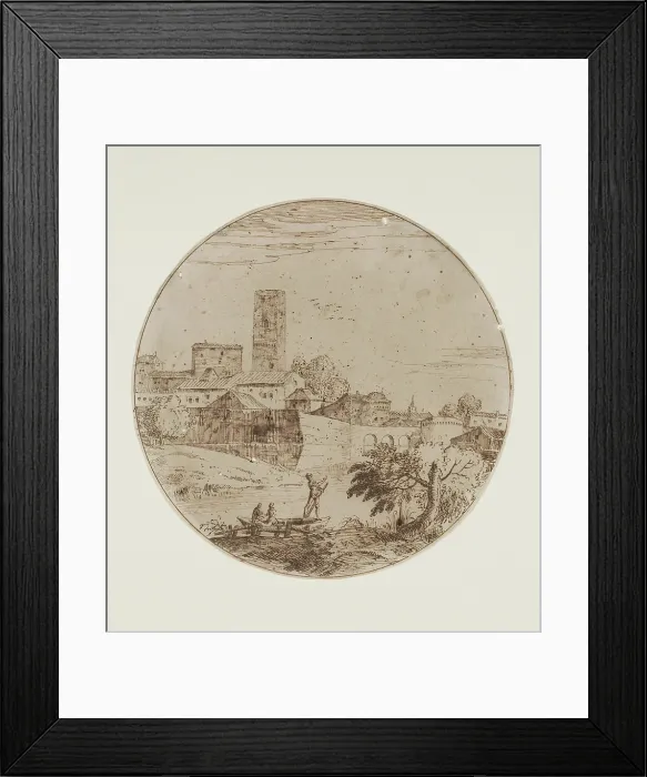 Framed Print : Landscape with a Walled City, between late 17th and early 18th century. Creator: Giovanni Francesco Grimaldi Framed Print : Landscape with a Walled City, between late 17th and early 18th century. Creator: Giovanni Francesco Grimaldi