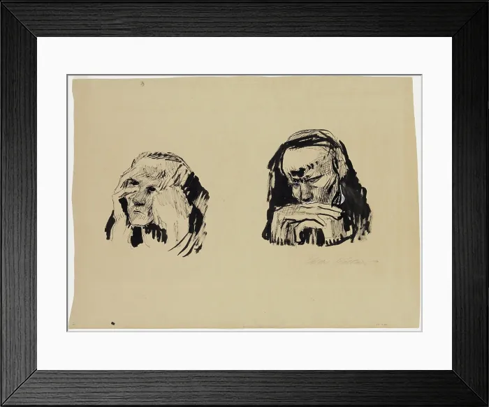 Framed Print : Two Studies for the Head of a Man, c1921. Creator: Kathe Kollwitz Framed Print : Two Studies for the Head of a Man, c1921. Creator: Kathe Kollwitz