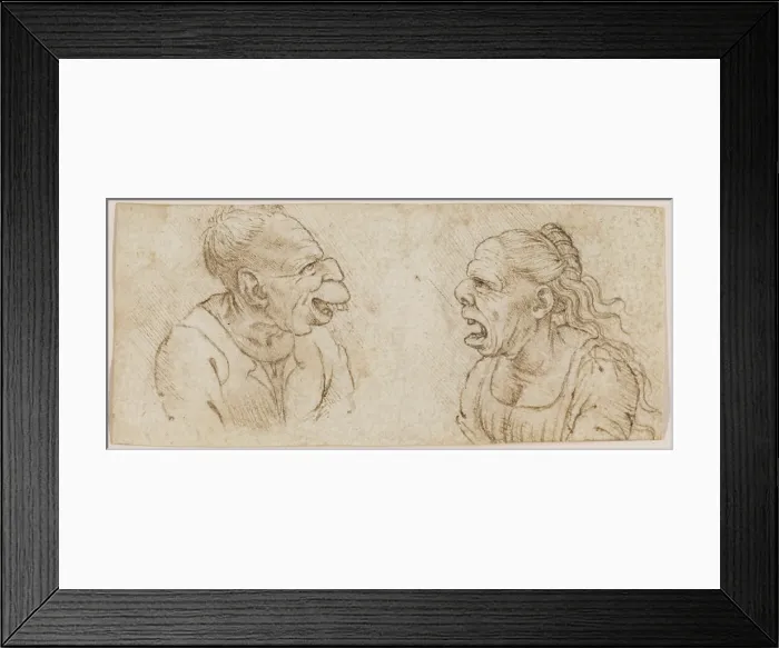 Framed Print : Two Grotesque Heads Facing Each Other in Profile, c1510. Creator: Francesco Melzi Framed Print : Two Grotesque Heads Facing Each Other in Profile, c1510. Creator: Francesco Melzi
