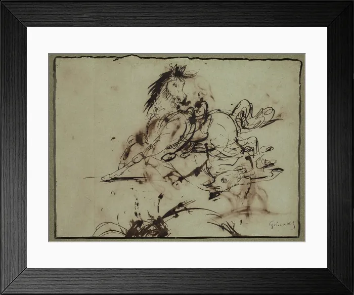 Framed Print : Frightened Horse, between late 18th and early 19th century. Creator: Attributed to Theodore Gericault (1791-1824) Framed Print : Frightened Horse, between late 18th and early 19th century. Creator: Attributed to Theodore Gericault (1791-1824)