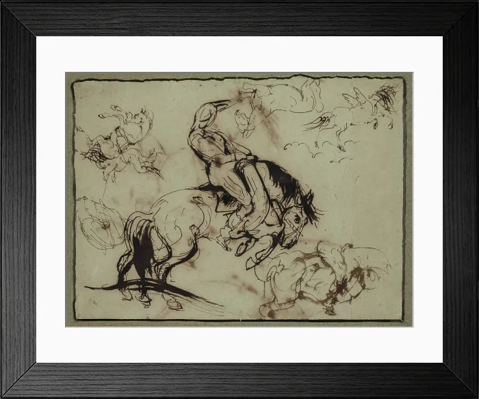 Framed Print : Horses and Riders, 19th century. Creator: Attributed to Theodore Gericault (1791-1824) Framed Print : Horses and Riders, 19th century. Creator: Attributed to Theodore Gericault (1791-1824)