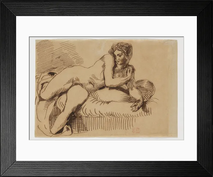 Framed Print : Odalisque, between early 19th and mid-19th century. Creator: Eugene Delacroix Framed Print : Odalisque, between early 19th and mid-19th century. Creator: Eugene Delacroix