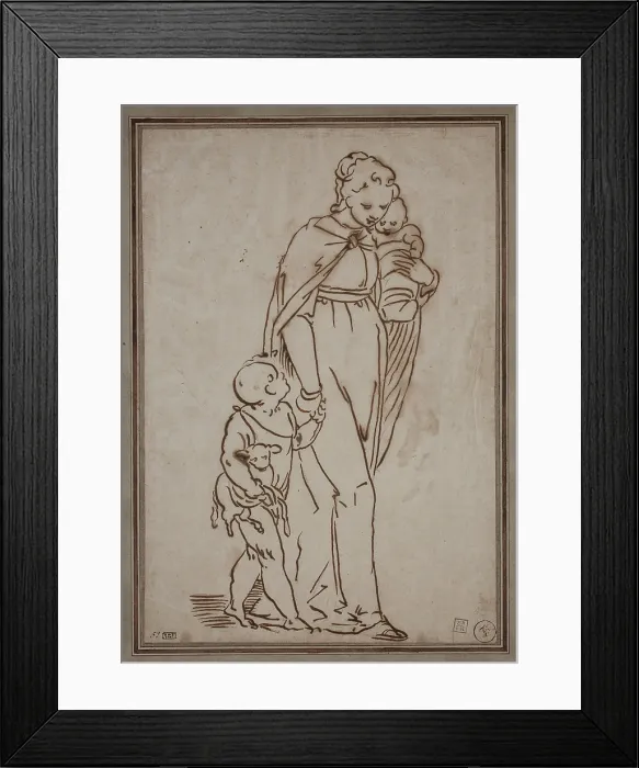 Framed Print : Virgin, Infant Jesus and St. John, c1570. Creator: Unknown Italian; After Luca Cambiaso Italian, 1527-1585
