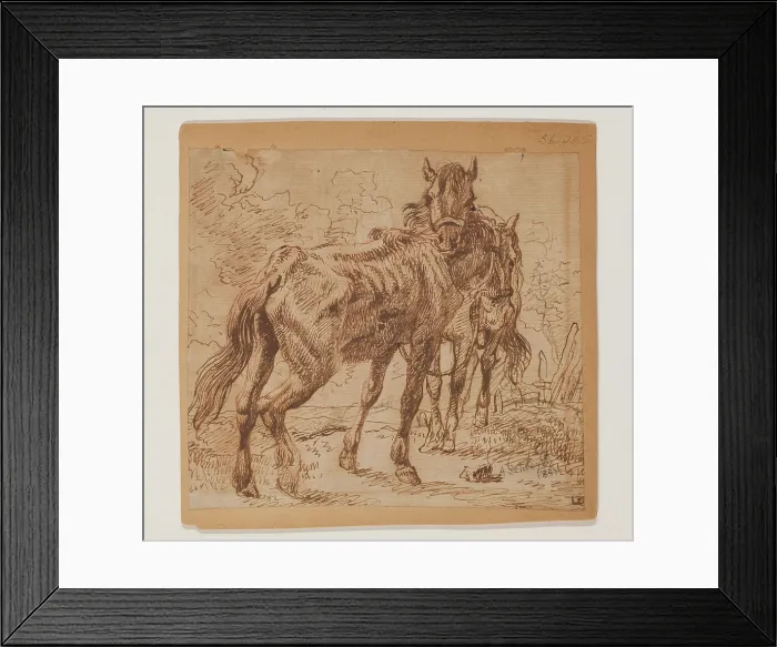 Framed Print : Two Horses, 1898. Creator: Christian Adolf Schreyer Framed Print : Two Horses, 1898. Creator: Christian Adolf Schreyer