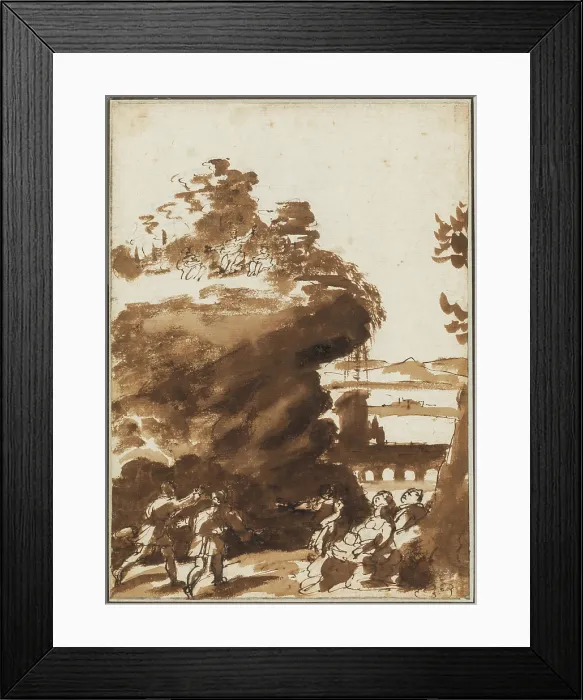 Framed Print : Study for a Landscape with the Sermon on the Mount, between 1656 and 1679. Creator: Guillaume Courtois Framed Print : Study for a Landscape with the Sermon on the Mount, between 1656 and 1679. Creator: Guillaume Courtois