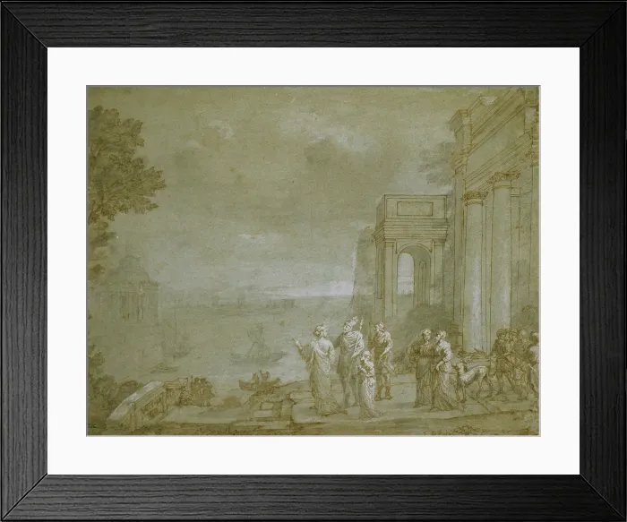 Framed Print : View of Carthage with Dido and Aeneas, 1676. Creator: Claude Lorrain Framed Print : View of Carthage with Dido and Aeneas, 1676. Creator: Claude Lorrain