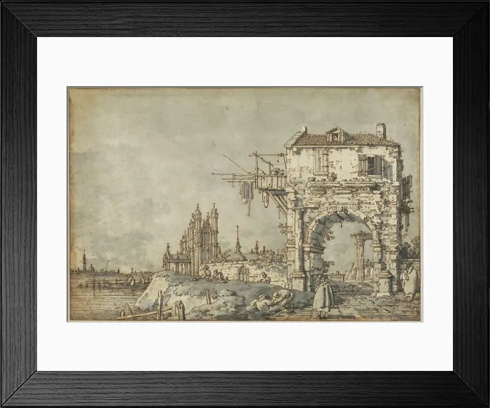 Framed Print : An Imaginary View with a Triumphal Arch, c1755. Creator: Canaletto Framed Print : An Imaginary View with a Triumphal Arch, c1755. Creator: Canaletto