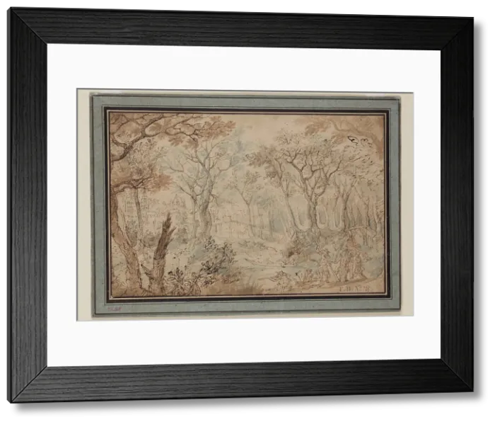 Framed Print : Landscape with Stag Hunt, early 17th century. Creator: Unknown Dutch; After David Vinckboons Flemish, 1576-1629 Framed Print : Landscape with Stag Hunt, early 17th century. Creator: Unknown Dutch; After David Vinckboons Flemish, 1576-1629