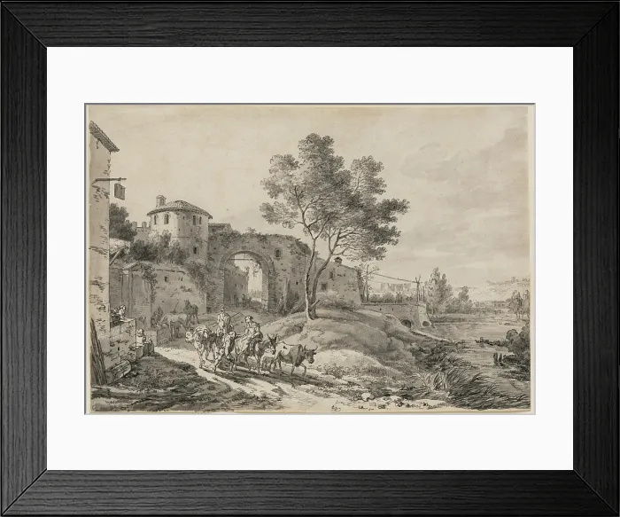 Framed Print : Italianate Landscape with Figures, between 1650 and 1670. Creator: Nicolaes Berchem Framed Print : Italianate Landscape with Figures, between 1650 and 1670. Creator: Nicolaes Berchem