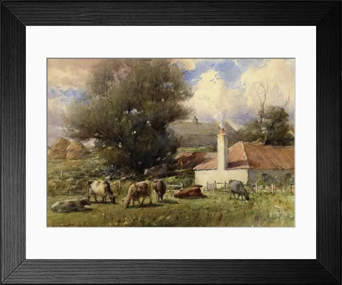 Framed Print : Landscape With Cattle, c1870-1920. Creator: George Russell Gowans Framed Print : Landscape With Cattle, c1870-1920. Creator: George Russell Gowans