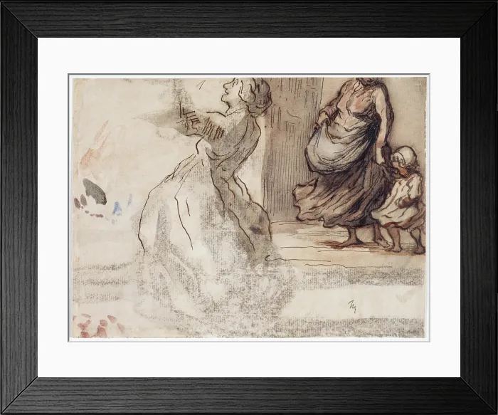 Framed Print : Figure of a Woman and Woman with Child, between 1808 and 1879. Creator: Honore Daumier Framed Print : Figure of a Woman and Woman with Child, between 1808 and 1879. Creator: Honore Daumier