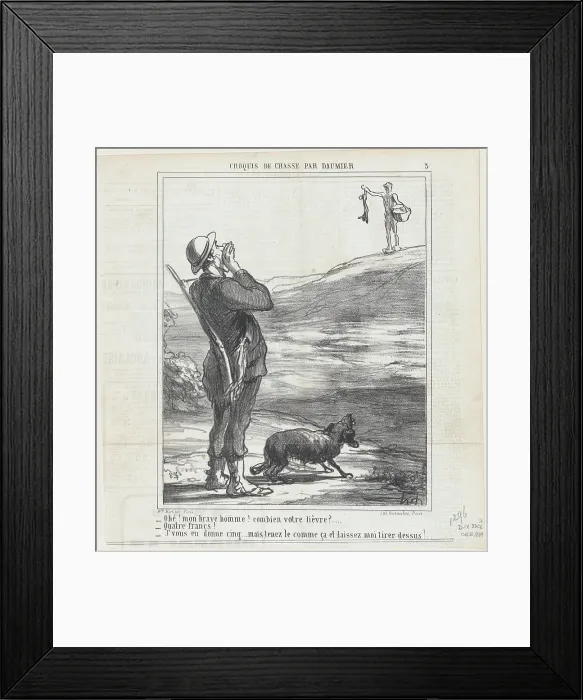 Framed Print : Ohe! mon brave homme! combien votre lievre?... 1864. Creator: Honore Daumier Framed Print : Ohe! mon brave homme! combien votre lievre?... 1864. Creator: Honore Daumier