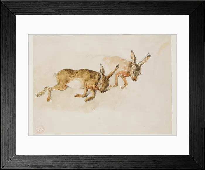 Framed Print : Two Studies of a Hare, between 1840 and 1876. Creator: Eugene Fromentin Framed Print : Two Studies of a Hare, between 1840 and 1876. Creator: Eugene Fromentin
