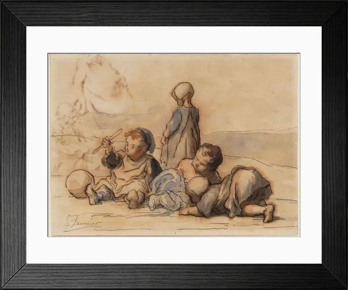 Framed Print : Children Playing, between 1808 and 1879. Creator: Honore Daumier Framed Print : Children Playing, between 1808 and 1879. Creator: Honore Daumier