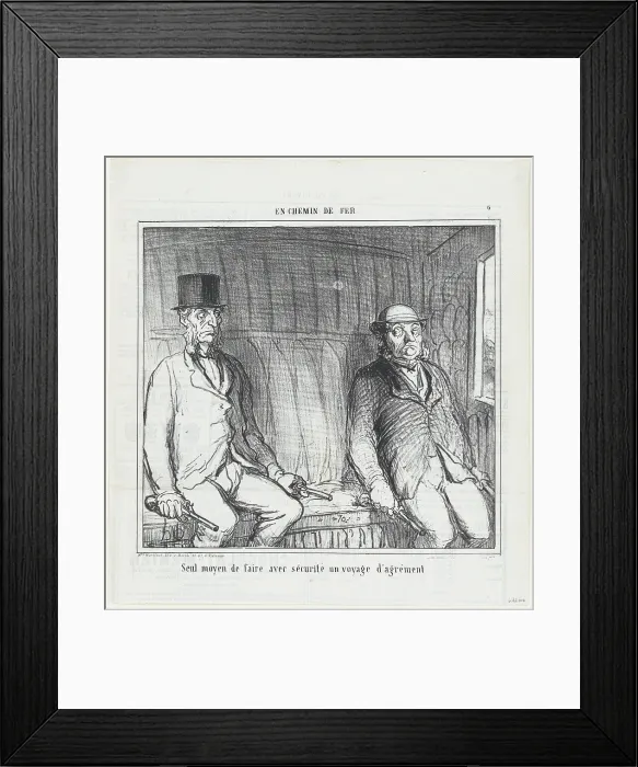 Framed Print : Seul moyen de faire avec securite un voyage d'agrement, 1864 Framed Print : Seul moyen de faire avec securite un voyage d'agrement, 1864