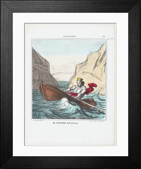 Framed Print : De Charybde en Scylla, 1869. Creator: Honore Daumier Framed Print : De Charybde en Scylla, 1869. Creator: Honore Daumier
